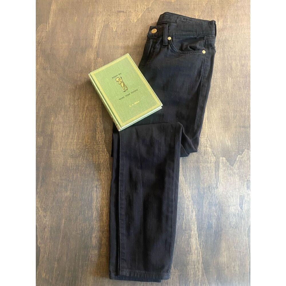 7 for all Mankind Women's Black Slim Cropped Guenevere Jeans
